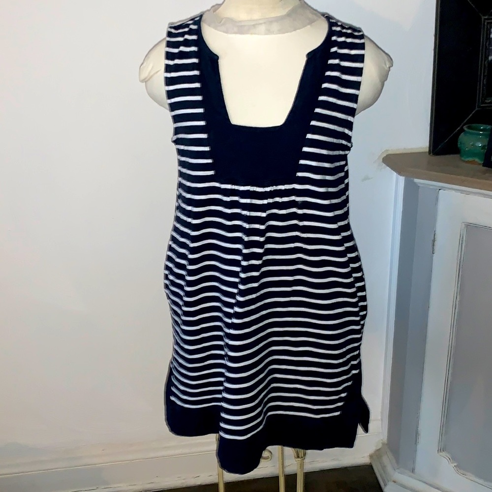 Xx JCREW Sz S striped long tank 100% COTTON mini dress Xx